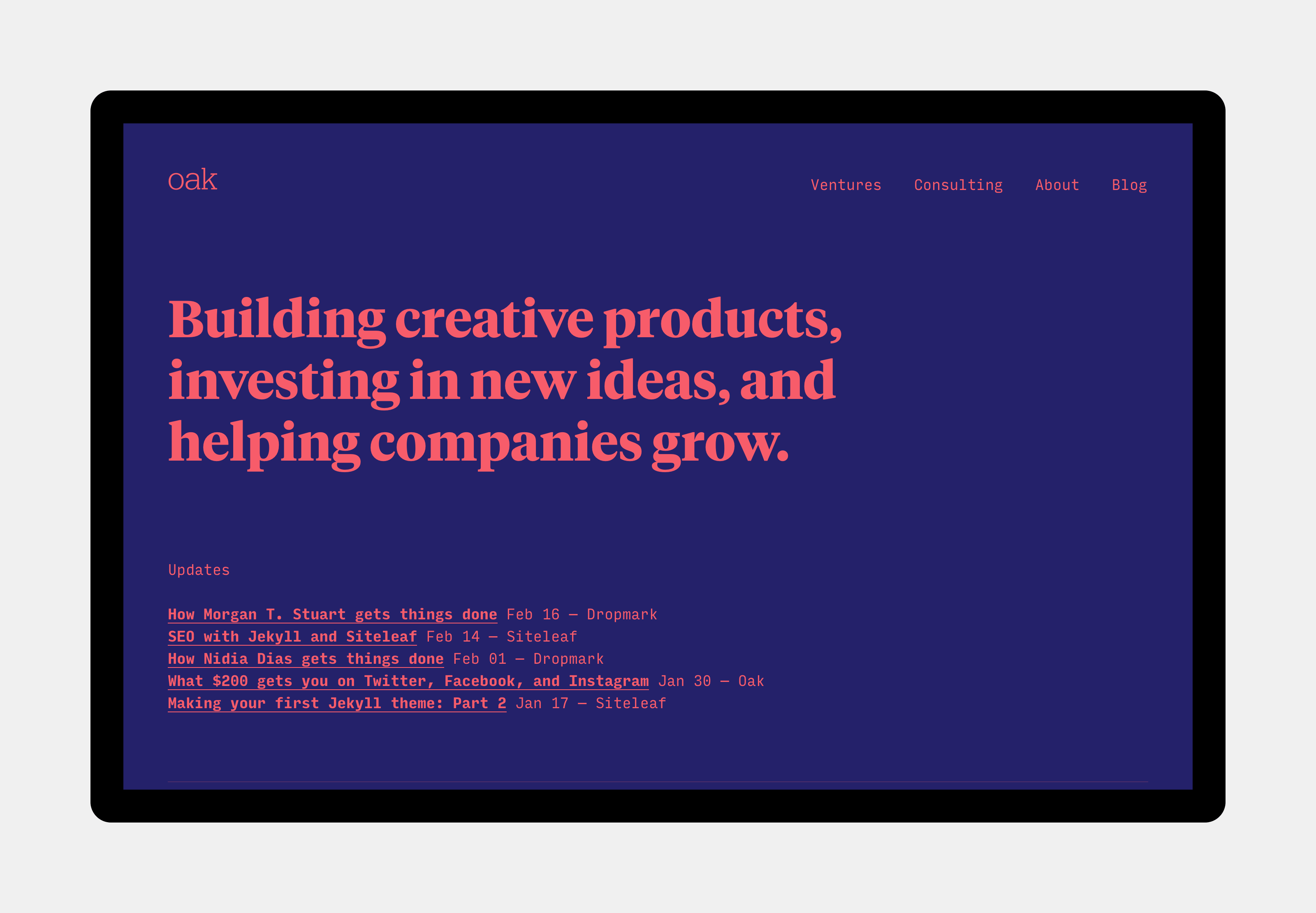 Oak · Fonts in use · Klim Type Foundry